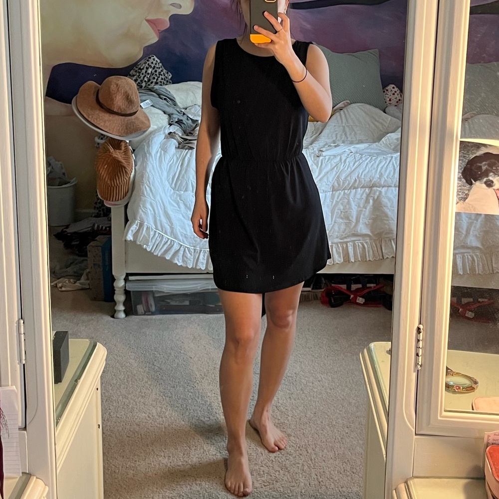 black mini dress with low back